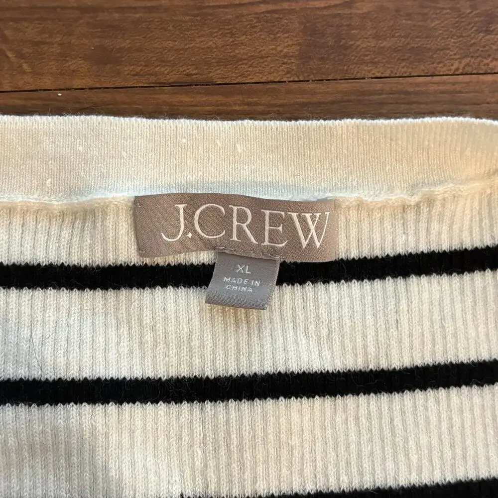 J Crew Sweater Cardigan Women XL Button Up Knit Sweater Tee Merlino Wool Black - Picture 3 of 8